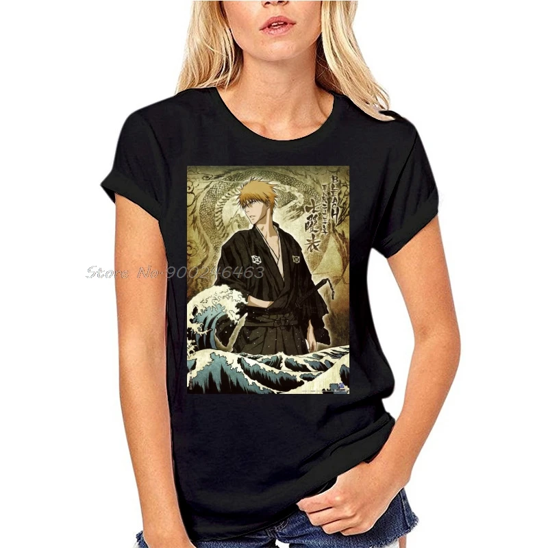 Женская футболка с героями мультфильмов Bleach Ichigo Kurosaki vages Hokusai Japon Manga свободная