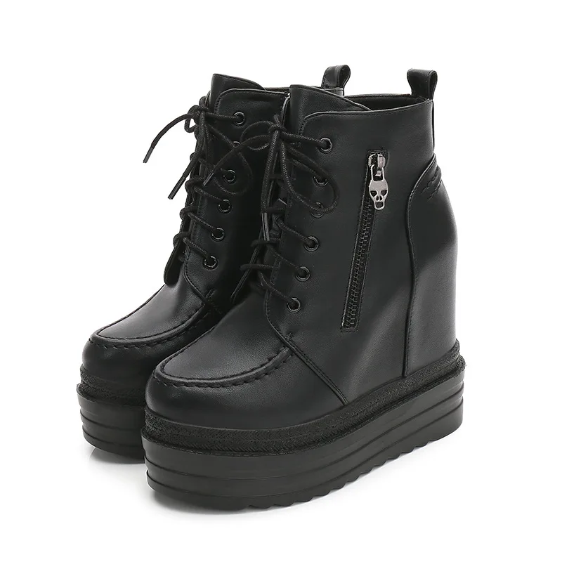 

12cm new style Martin boots for autumn and winter with thick-soled wedges and high-heeled short boots platform women's boots