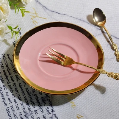 Керамическая позолоченная Европейская маленькая тарелка западные кондитерские