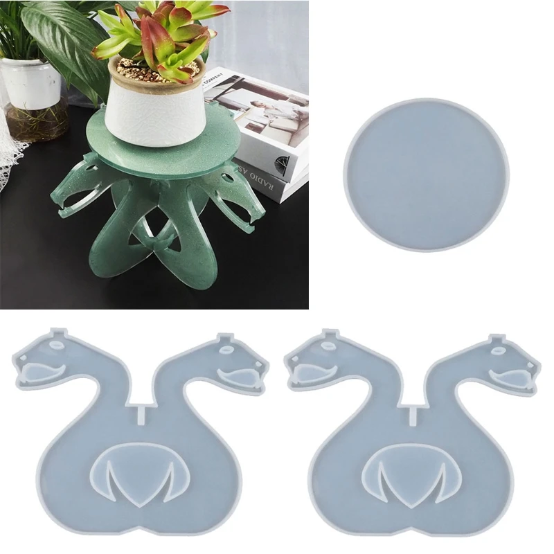 

Snake Shape Flower Pot Tray Silicone Resin Mold Snake Bracket Resin Casting Mold G5GC