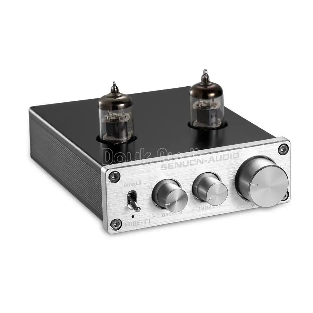 Серебристый Douk аудио мини HiFi 6J1 вакуумная трубка предусилитель Стерео предусилитель цифровой ВЧ и бас тон управление - Цвет: Серебристый