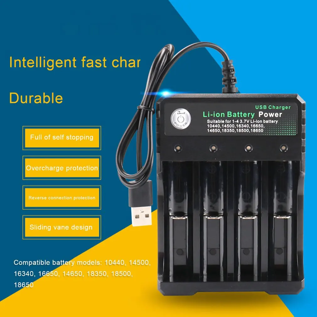 

3.7V 18650 Charger Li-ion Battery USB Independent Charging Portable Electronic Charger 18350 16340 14500 Battery Charger