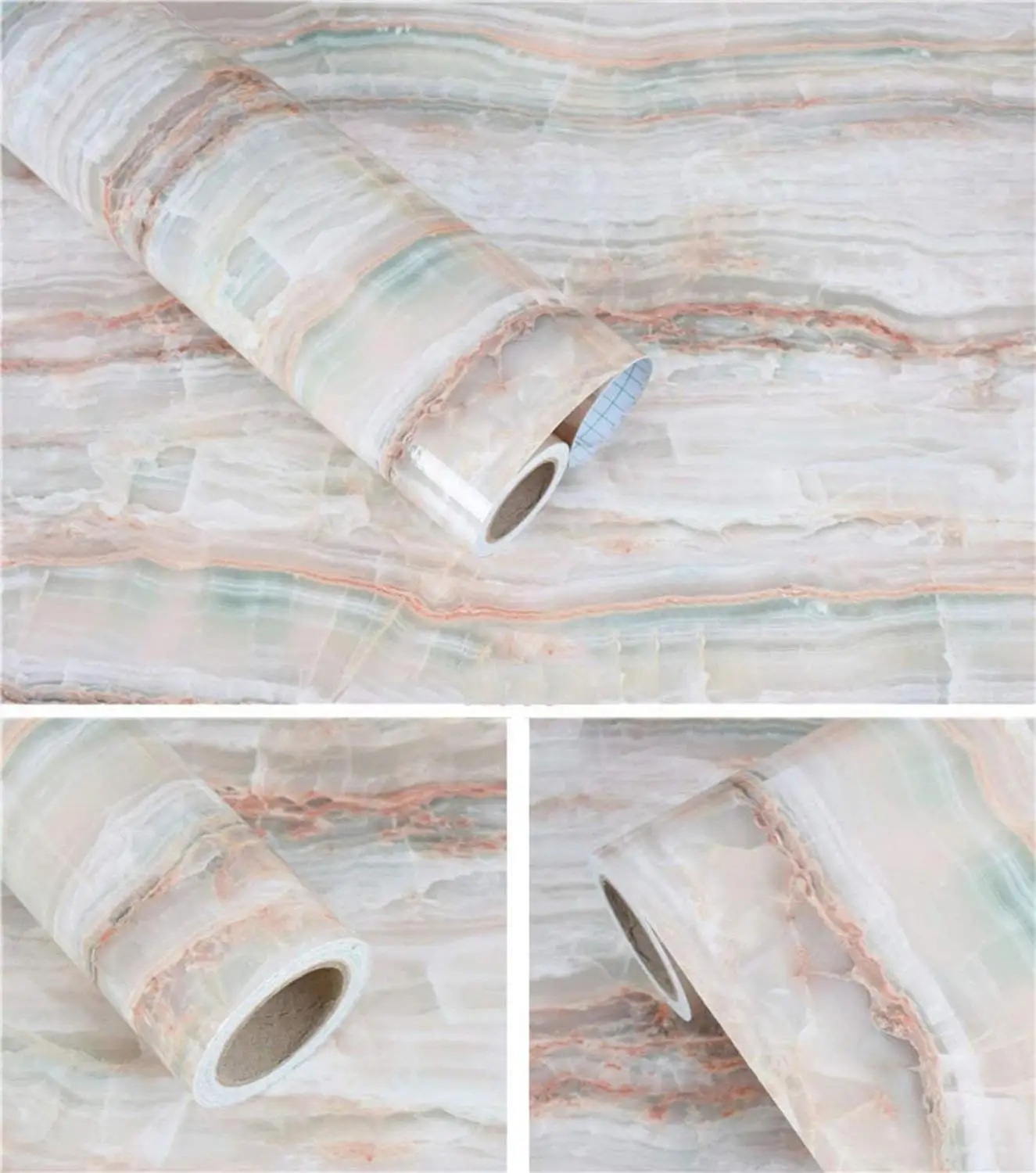

HongMei1217 Modern New Self Adhesive Wallpapers Vinyl 3D Marble Granite Waterproof Paper Wallpapers Kitchen Countertop Sticker