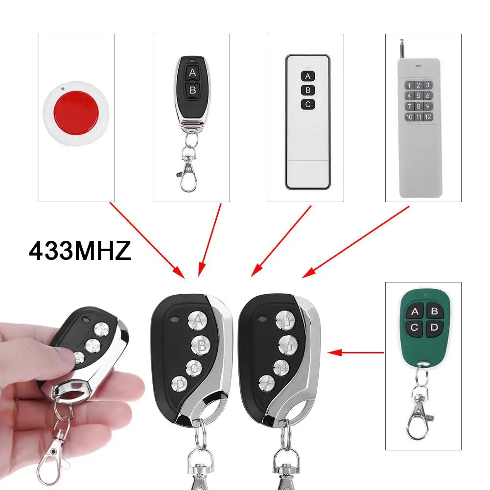 433 МГц Универсальный беспроводной 4 клавиши клонирование копии Двери Гаража