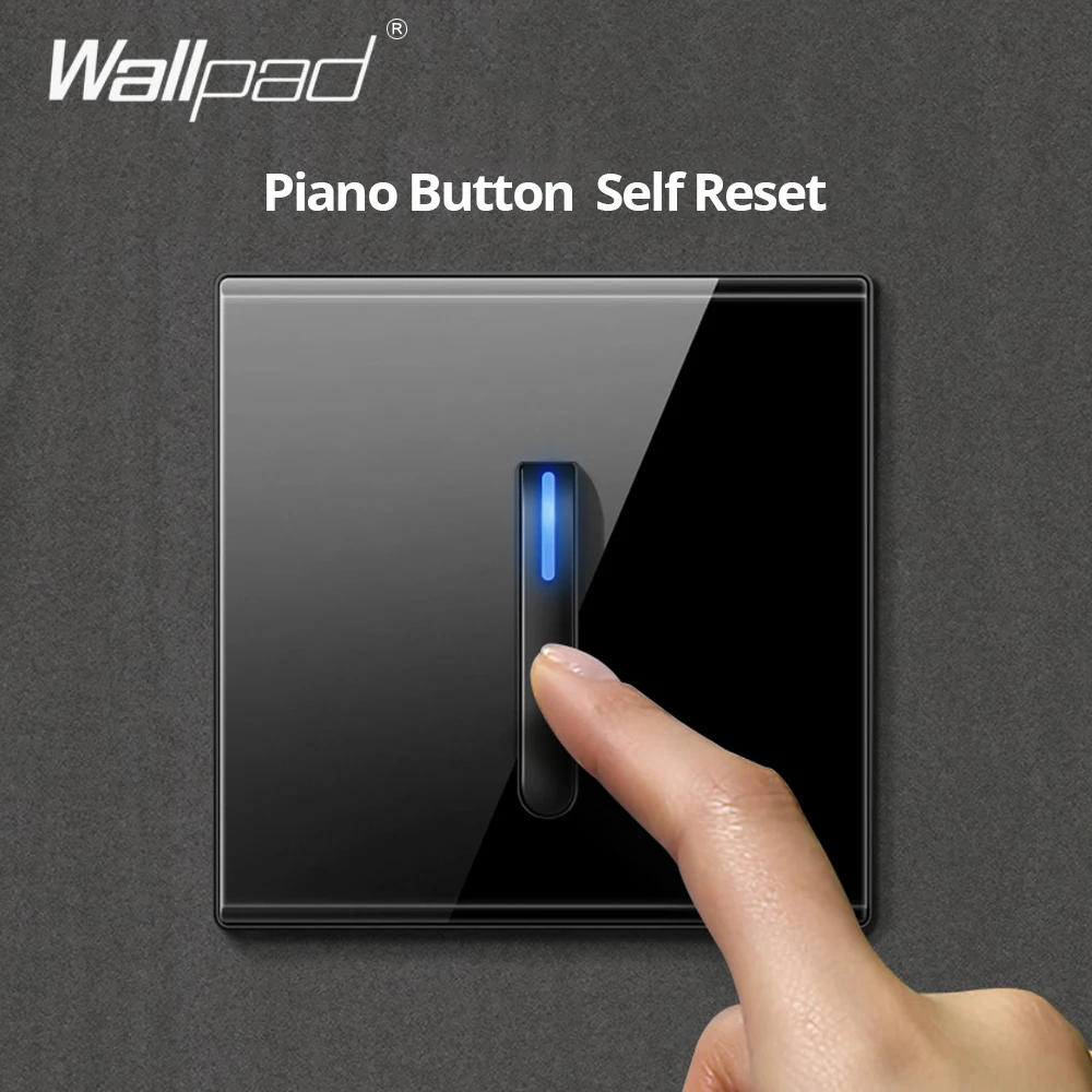 Кнопка Wallpad черная стеклянная панель с LED-индикатором настенный выключатель и