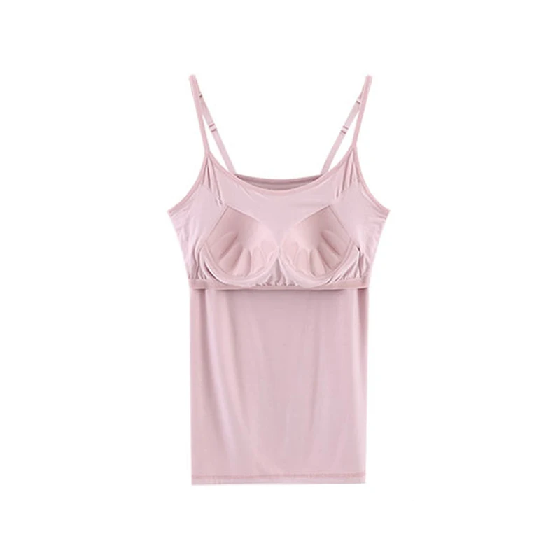 Майка женская со встроенным бюстгальтером мягкий эластичный Топ с эффектом