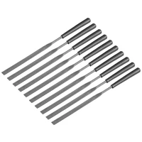 10pcs 3mm x 140mm second cut steel flat needle file with plastic handle woodworking tools for diy use