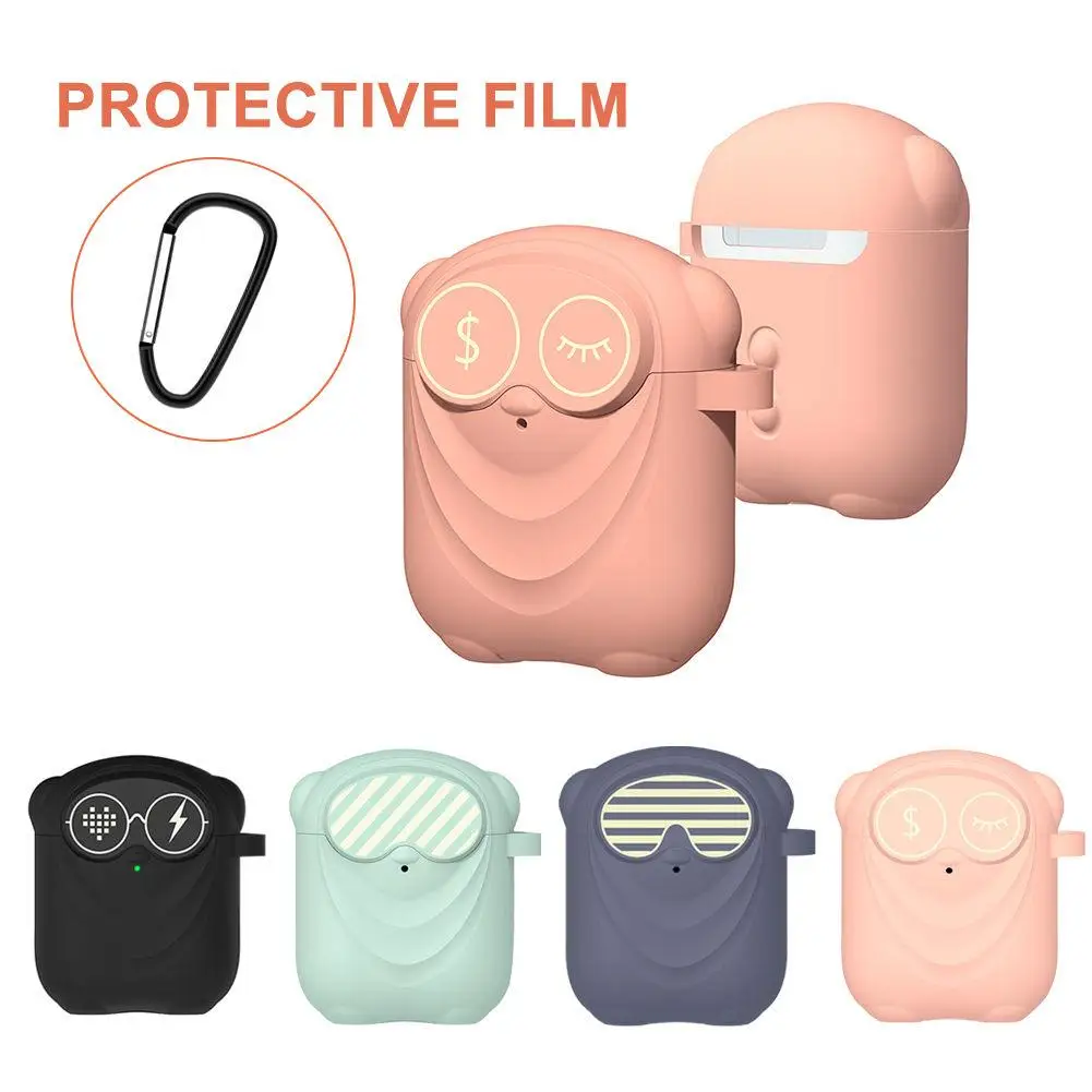 

Earphone Sleeve TPU Silicone Sleeve Cartoon Creative Wireless Bluetooth Headset Sleeve with Hook for Airpods