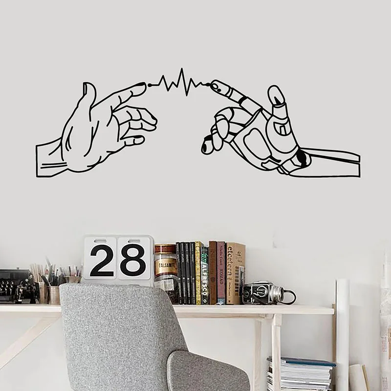 Настенные наклейки Q871 виниловые стикеры на окна в стиле робот человек руки