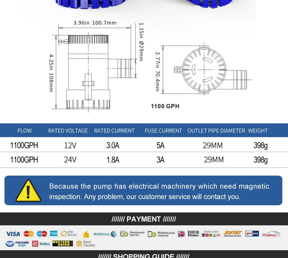 Трюмный насос 12 В 1100gph MKBP-G1100-12 12VDC правила водяной насос используется в лодке Гидроплан моторных домов хаусбот