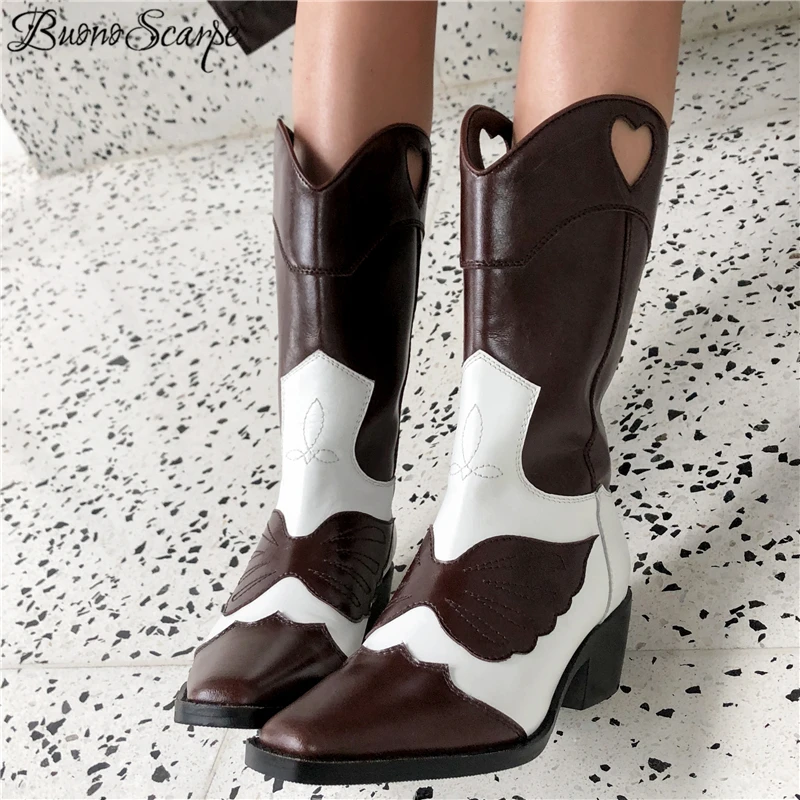 Buono Scarpe/женские ботинки до середины икры в стиле панк Ковбойские Женские