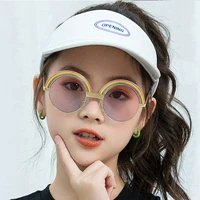 2021 new fashion round rainbow sunglasses child luxury colorful lens alloy frame metal hinge brand designer sunglasses