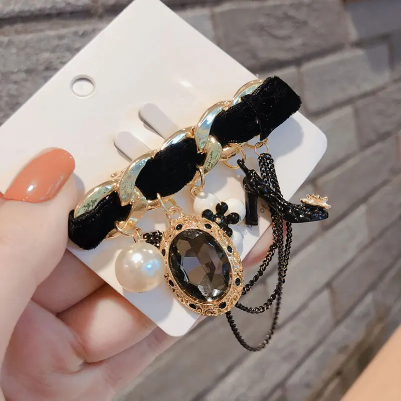 Роскошный Жемчуг 5 Эйфелева башня Брошь с цепочкой кристалл полный булавки со стразами броши хиджаб булавки вечерние, свадебные женские подарок