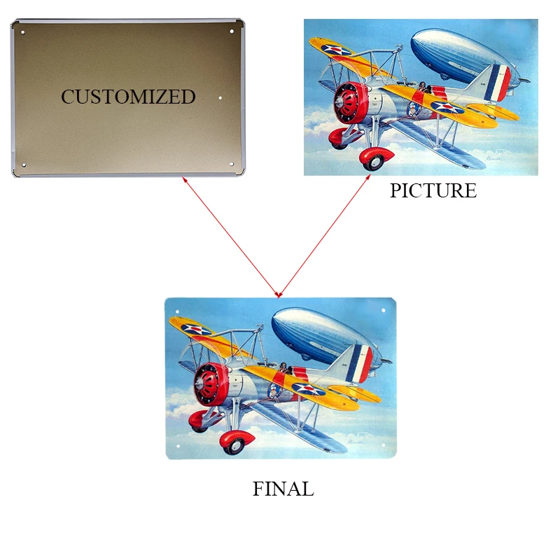 Винтажные металлические знаки истребитель самолета в американском стиле