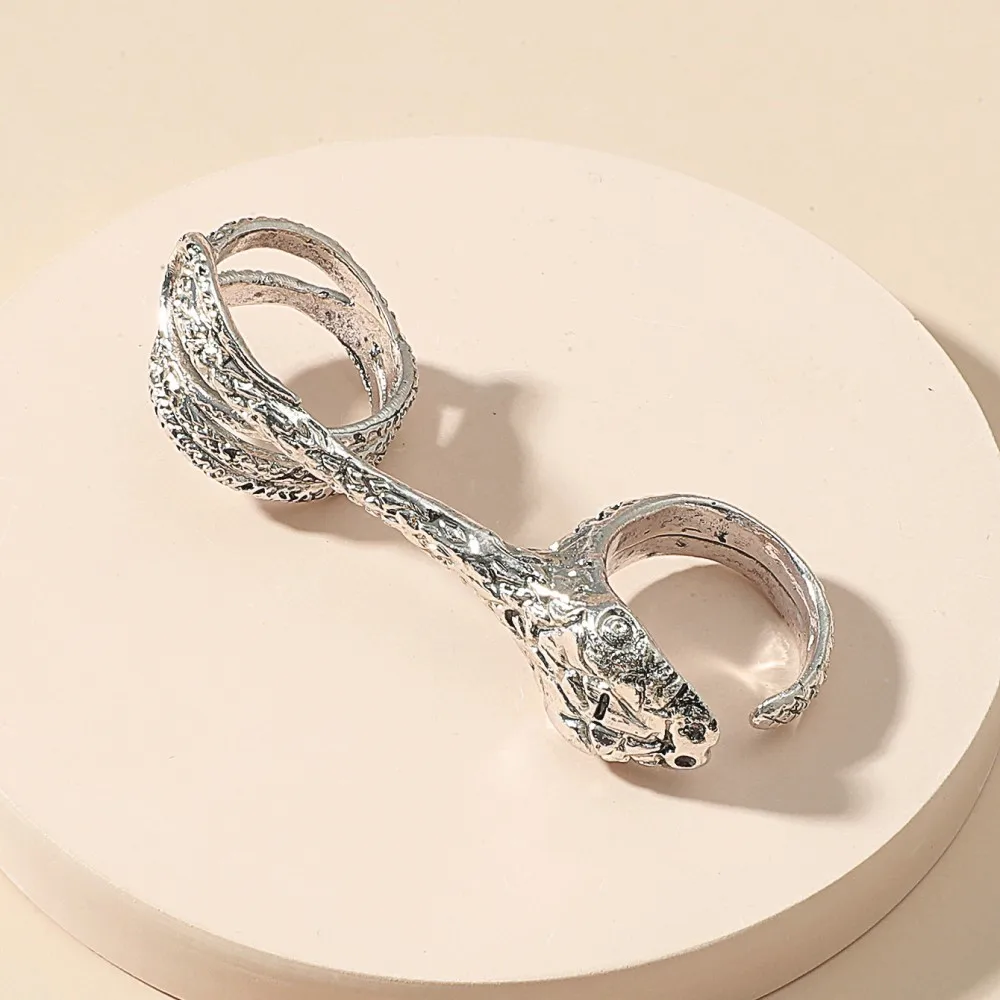 

2021New Snake Rings Metal Punk Open Adjustable Design Animal Exaggerated Finger Ring for Women Men Party Creativity Jewelry Gift