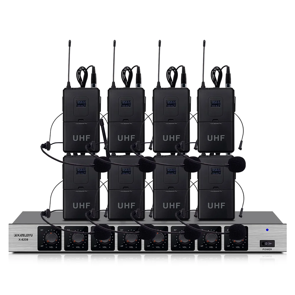8-headset Профессиональный X-8208 UHF Ручной микрофон 8 каналов комплект для большой конференц-конференции сценический аудио выход Высокая антипомехи - Цвет: 8-headset