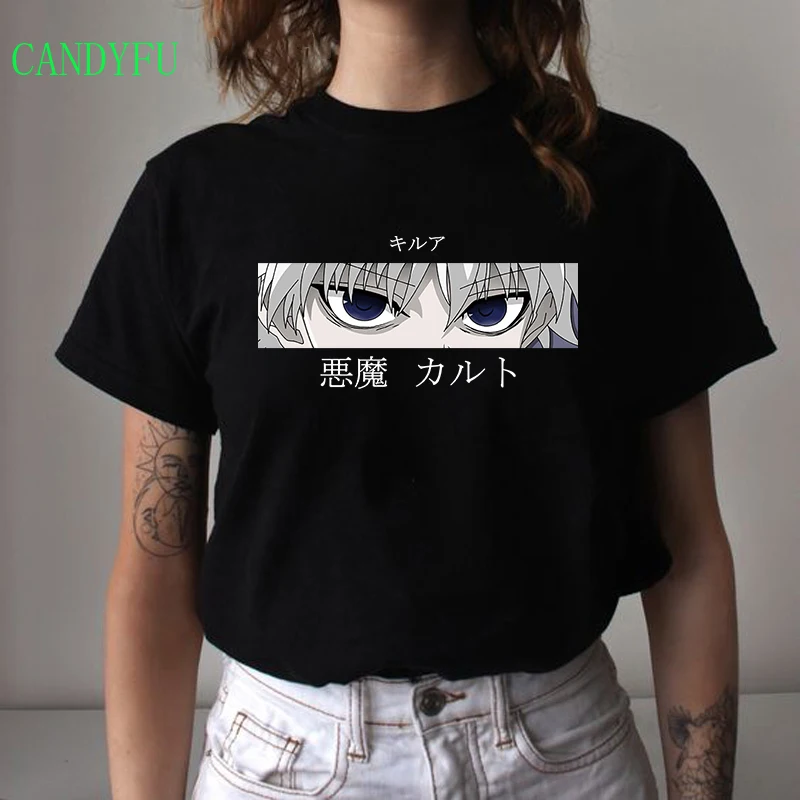

Japanese Anime Tshirt Hunter X Hunter black T-shirt Women Graphic Tees Harajuku Kawaii Killua Funny Hisoka T Shirt Tops Unisex