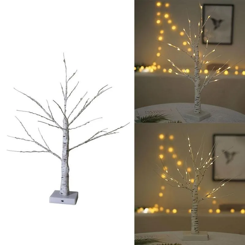 

45cm/60cm Easter Decoration LED Birch Tree Light Battery Operated Warm White Lighted Tree Festival Holiday Party Tabletop Decor