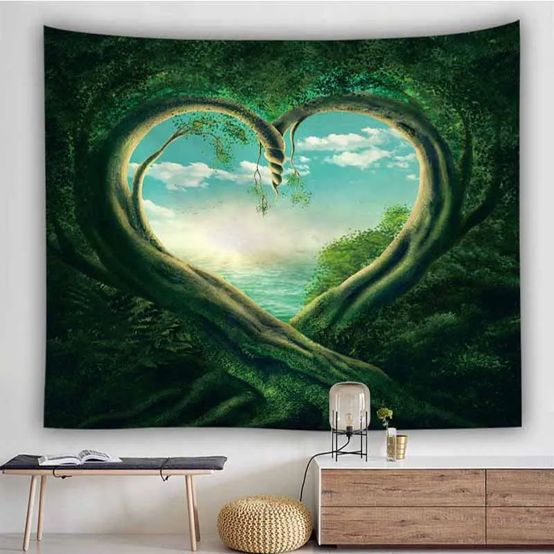 Fantasy Forest Moon Tree Tapestry Wall Hanging Macrame Hippie Blanket Home Decor Art Psychedelic | Дом и сад