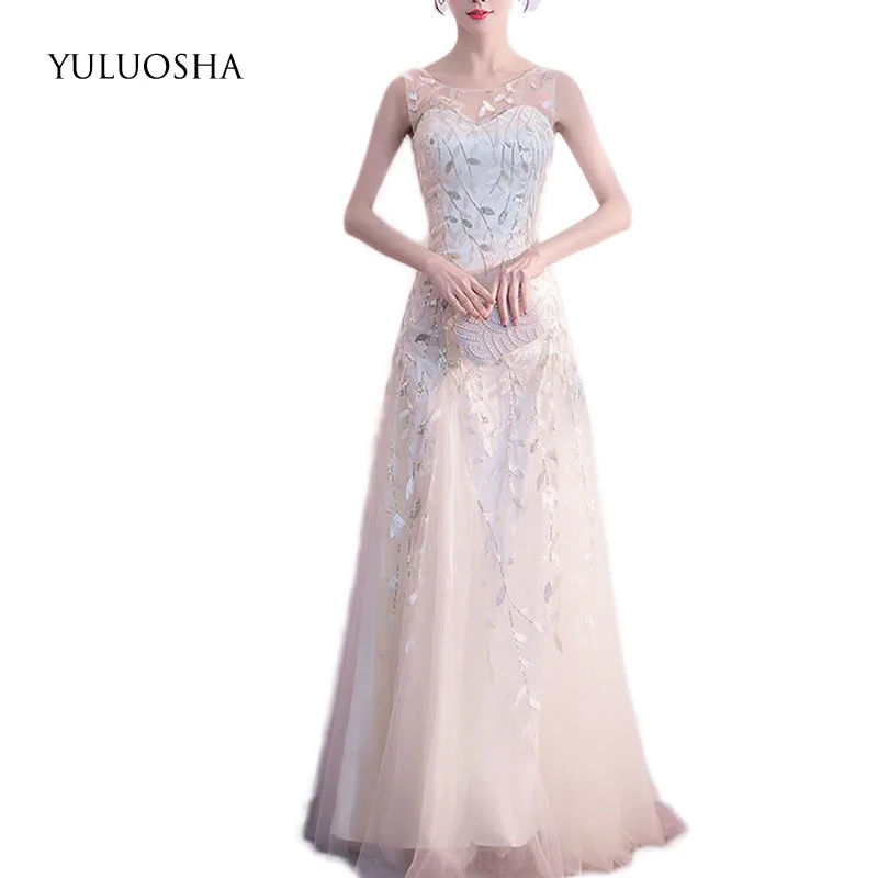 YULUOSHA 2020 сексуальные элегантные облегающие вечерние платья с круглым вырезом без