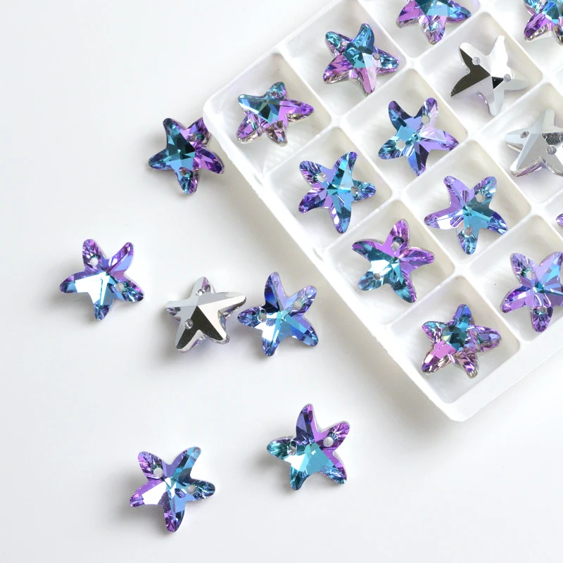 Новинка цветные стразы в форме морской звезды хрустальное дно высокое качество 2