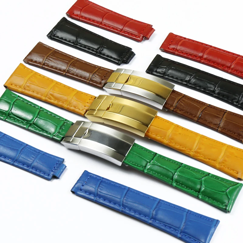 Ремешок кожаный для часов Rolex Daytona черный браслет Water Ghost Explorer 20 мм мужчин и