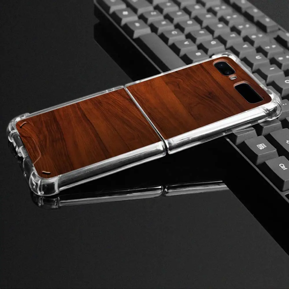

Airbag Shockproof Cover Phone Case for Samsung Galaxy Z Flip 5G z flip 6.7" TPU Soft Coque Wood Texture Printed Capa Shell