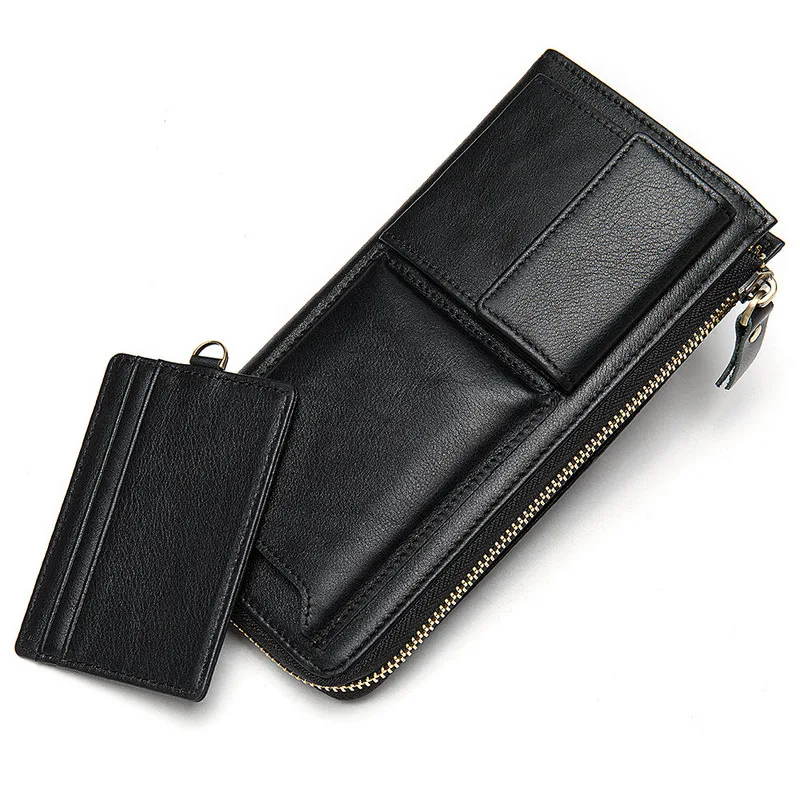 100% Топ натуральная кожа мужские длинные кошельки с молнией портмоне большая