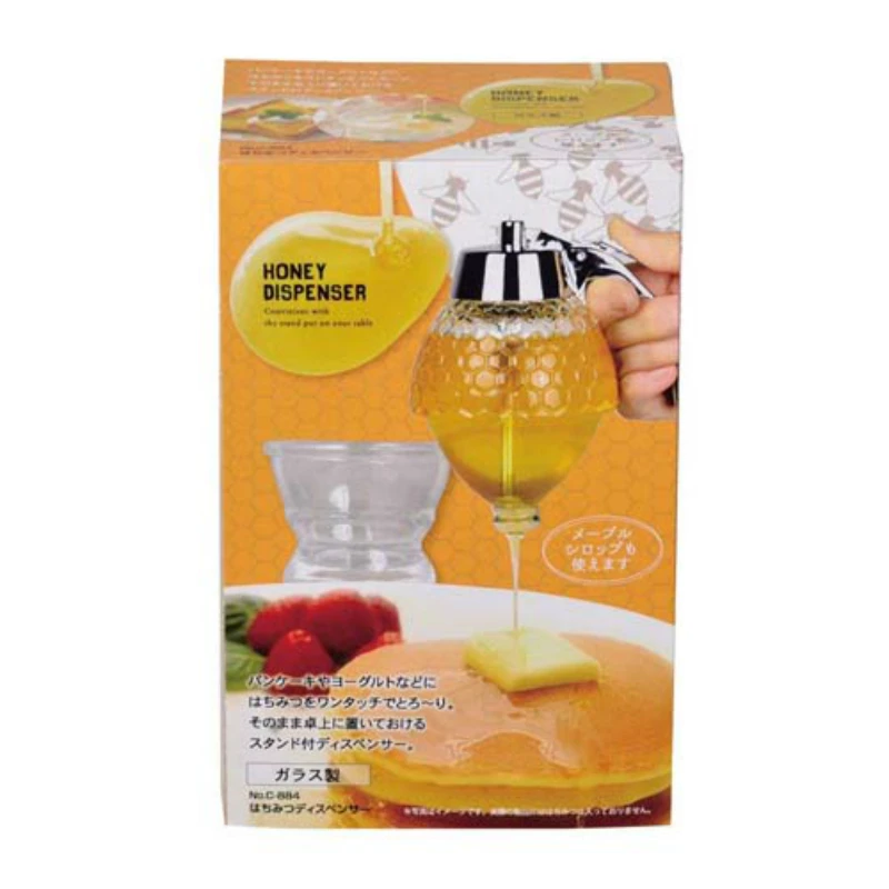 

Japan Squeeze Glass Bottle Honey Jar Container Bee Drip Dispenser Kettle Storage Pot Stand Holder Juice Syrup Cup