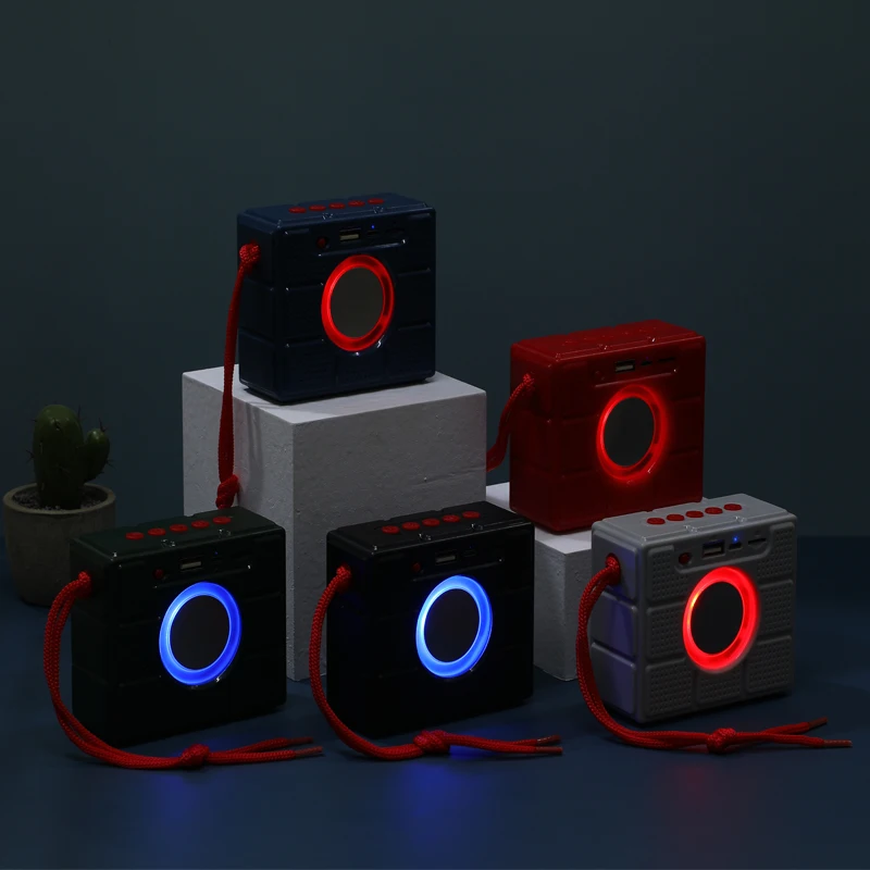 

Portable Bluetooth Speaker Square LED Light Wireless Bass Waterproof Outdoor Mini Speakers Subwoofer Stereo Loudspeaker