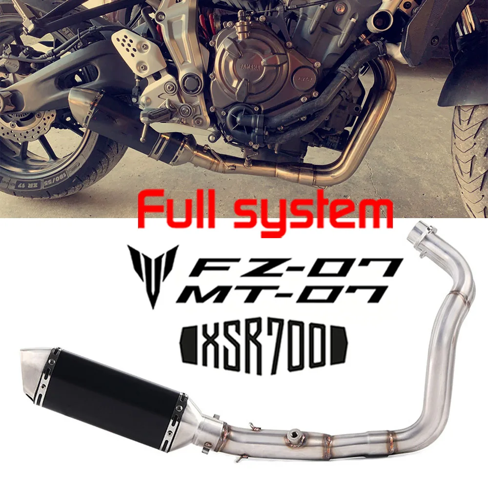 

MT07 Motorcycle Exhaust Full System Modified Front Middle Link Pipe Moto Laser Muffler Slip On For Yamaha FZ-07 MT-07 2013-2019