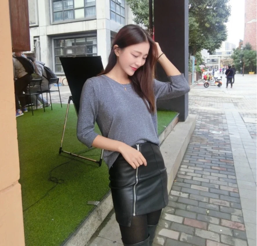 Harajuku футболка Женские топы панк Яркая с О-образным вырезом 3/4 рукав Милая Femme