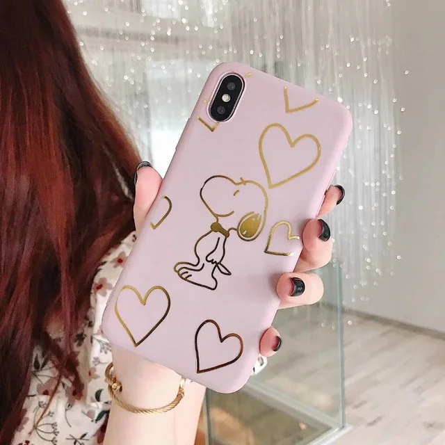 M PEANUTS мультфильм Charlie коричневый и собака мягкий чехол для телефона для Iphone11 11pro 6 6S 7 8 Plus X Xs Xr Max матовый карамельный чехол capas funda - Цвет: M