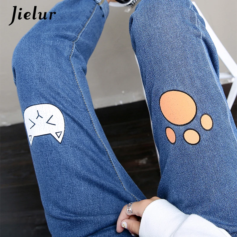 Jielur Chicly штаны harajuku осенне-зимние милые брюки с принтом кота для женские большого