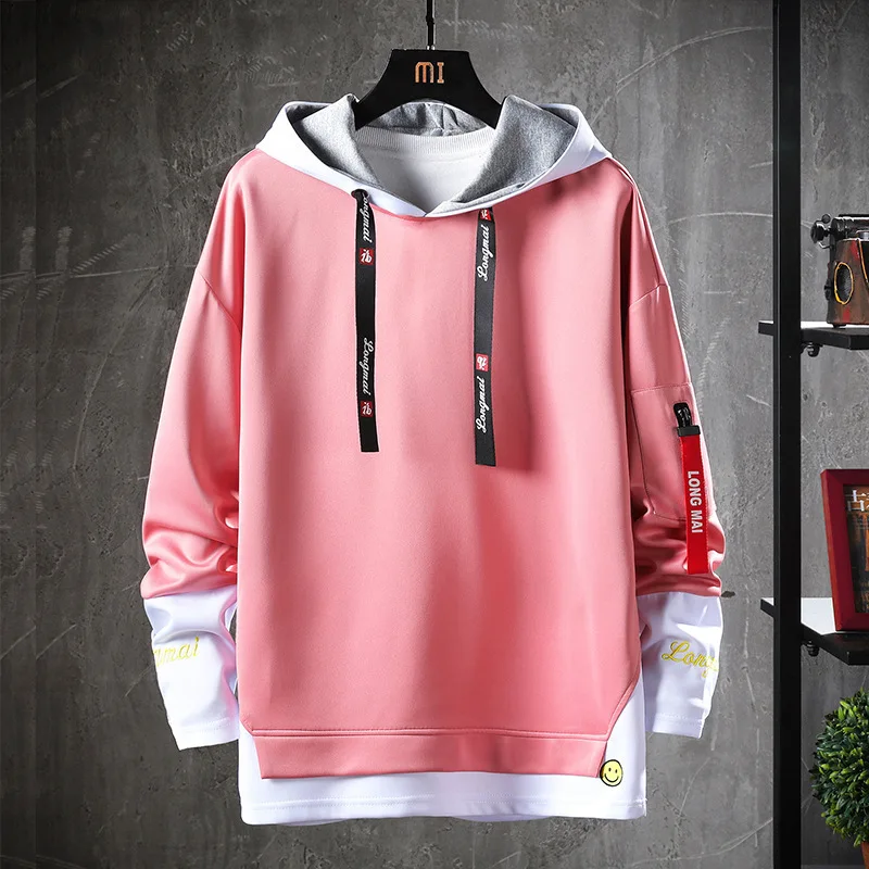

2021 New Men's Hooded Sweater Zipper Hoodie Men's Sweater Solid Color Stitching Men's Hooded Sweater Men's Sweater