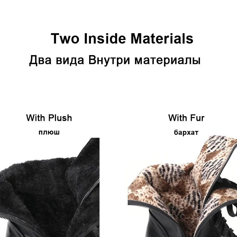 Женские байкерские ботинки Taoffen теплые на меху с закругленным носком платформе