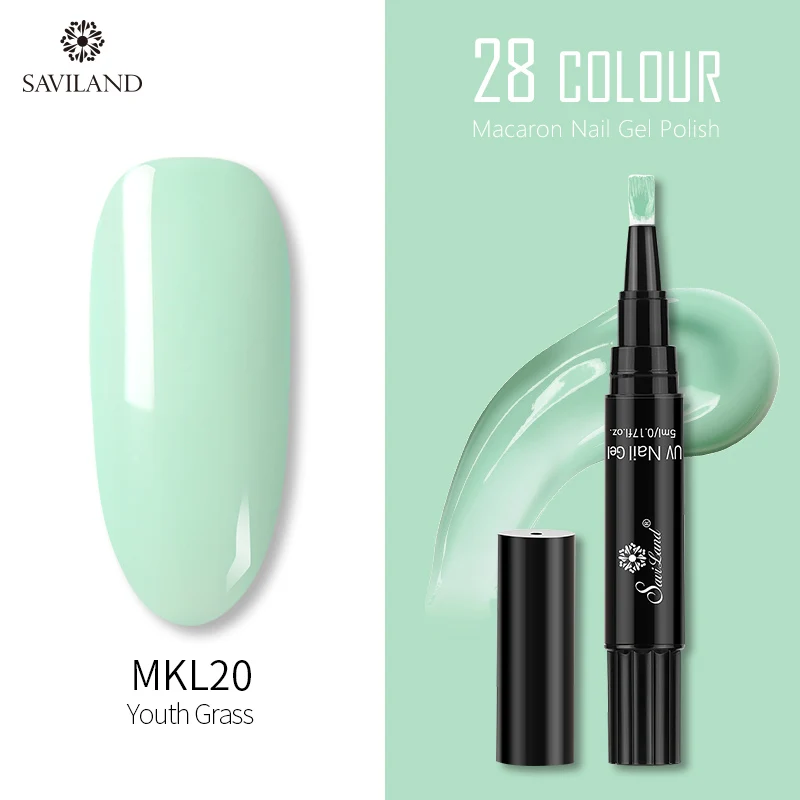 MKL20 SAVILAND 28 цветов блеск Макарон гель лак для ногтей ручка замочить от лак для ногтей праймер верхнее покрытие УФ гель лак для нейл-арта инструменты - Цвет: MKL20