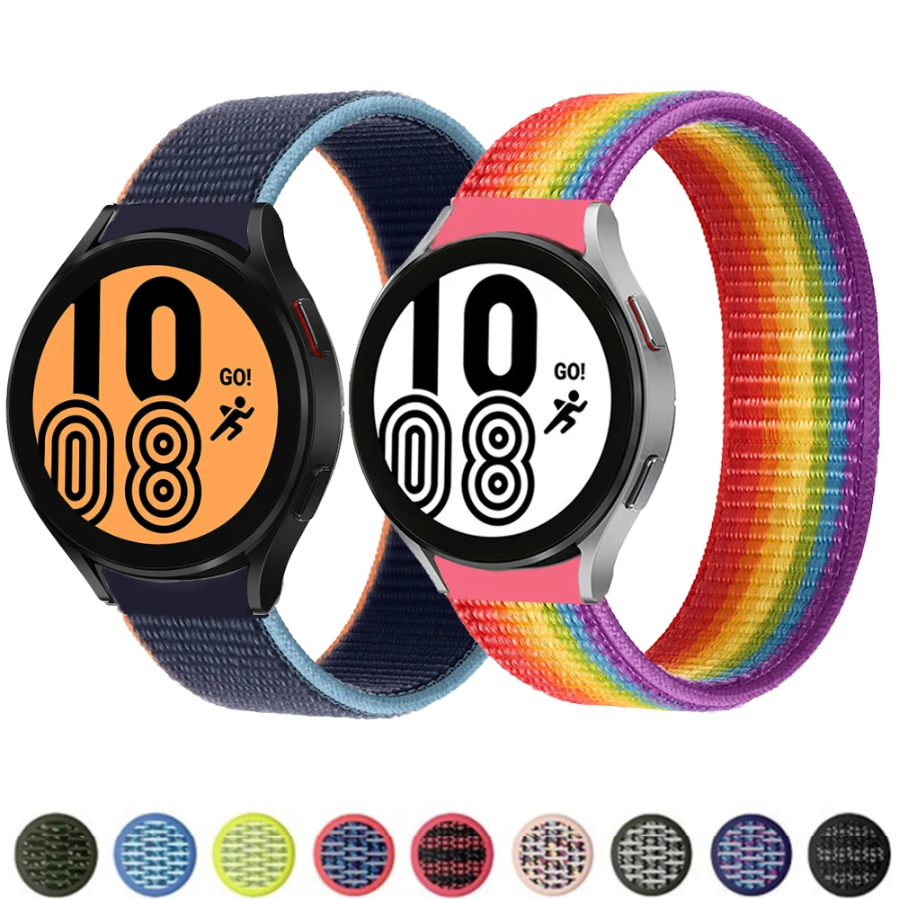 Ремешок 20 мм/22 мм для Samsung Galaxy Watch 4/Classic/active 2/3 45 мм/46 мм/42 нейлоновый браслет Gear S3 Huawei