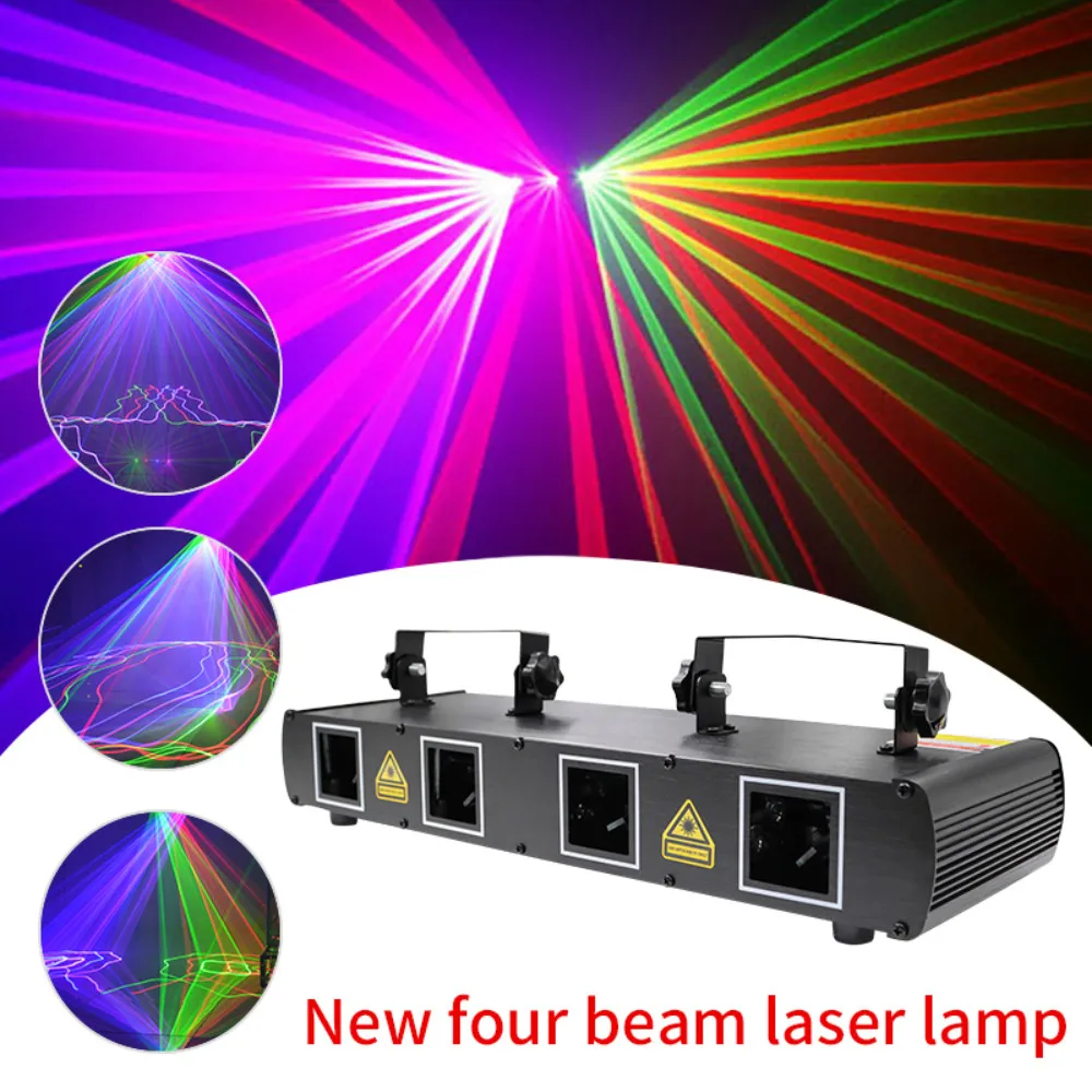 Новинка 4 линзы DJ лазер светильник зеленый синий полноцветный лазерный луч