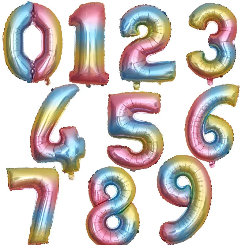Фольгированные воздушные шары с градиентом 32 дюйма в форме цифр Цифровой шар на