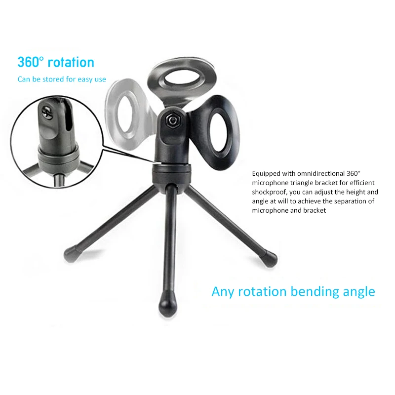 Конденсаторный микрофон для записи штекер 3 5 мм настольный штатив домашняя