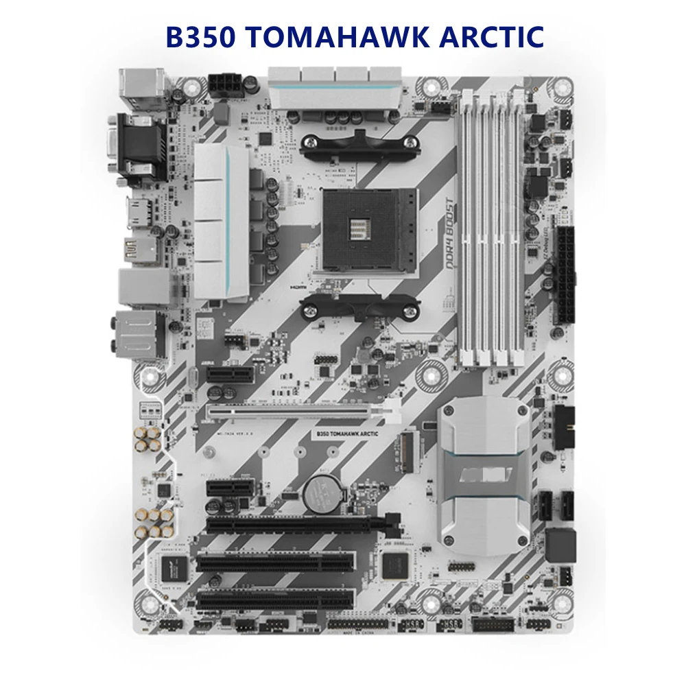 Для материнской платы MSI B350 TOMAHAWK ARCTIC Socket AM4 M.2 NVme USB3.0 для AMD б/у материнская плата R3 R5