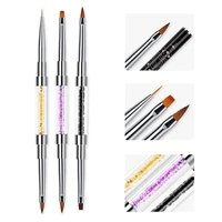 3 colors carving pen dual ended nail dotting pen crystal beads handle rhinestone studs picker wax pencil manicure nail art tool