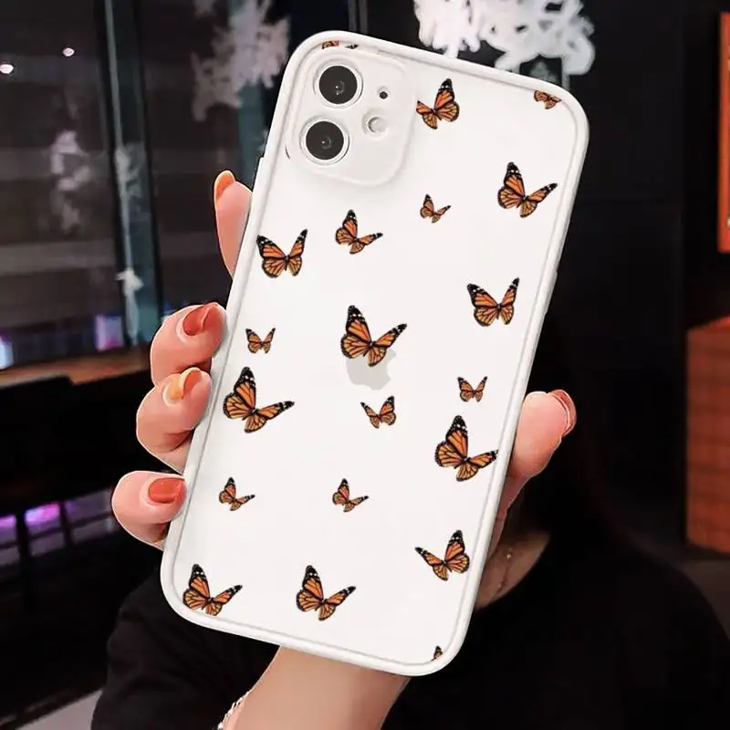 

Fly butterfly art pattern luxury shell Phone Cases funda matte transparent For iphone 7 8 11 12 plus mini x xs xr pro max cover