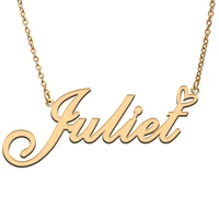 love heart juliet name necklace for women stainless steel gold silver nameplate pendant femme mother child girls gift