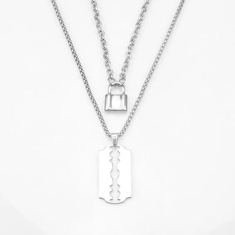 Двухслойный кулон висячий замок из нержавеющей стали ожерелье ювелирные изделия