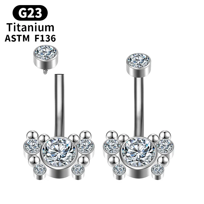 

ASTM F136 Titanium Butterfly Polishing Belly Button Piercing Ring Girl Jewelry Navel Curves Bead Bellybutton Barbell for Women