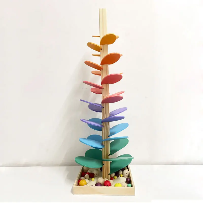 &Aacute;rbol de Canto de madera creativo para ni&ntilde;os, arco&iacute;ris, juego de pelota interactivo, juguetes educativos de aprendizaje-0