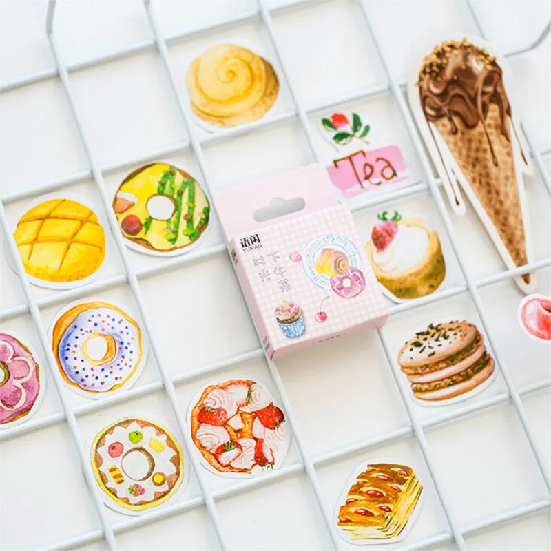 

50Pcs/Pack Cartoon Scrapbooking Stick Tea Cake Plant Sticker Decorative Washi Stickers Label Diary Stationery Album Stickers