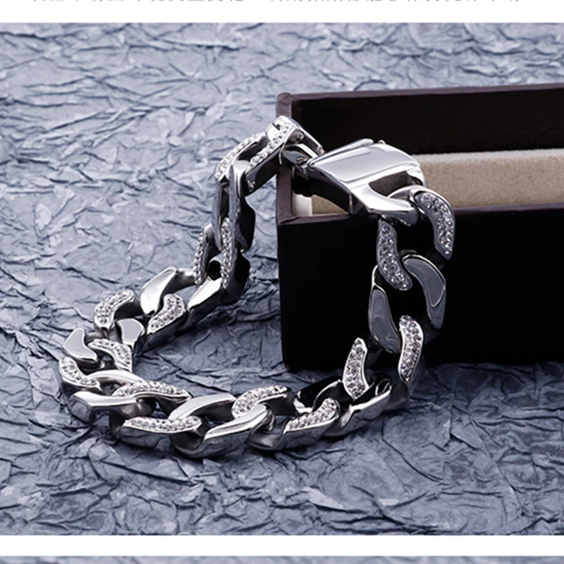 

Fashion Punk Stainless Steel Skull Charm Bracelets 23cm Rock Cool Bracelets Bangles Men's Pulsera Jewelry Gift